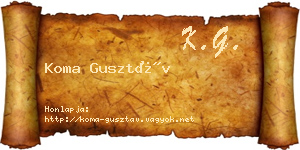 Koma Gusztáv névjegykártya